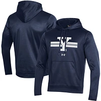 Men's Under Armour Navy Yale Bulldogs Logo Stripe Fleece Pullover Hoodie