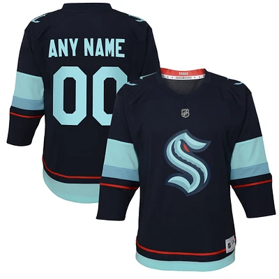 Youth Navy Seattle Kraken Home Replica Custom Jersey