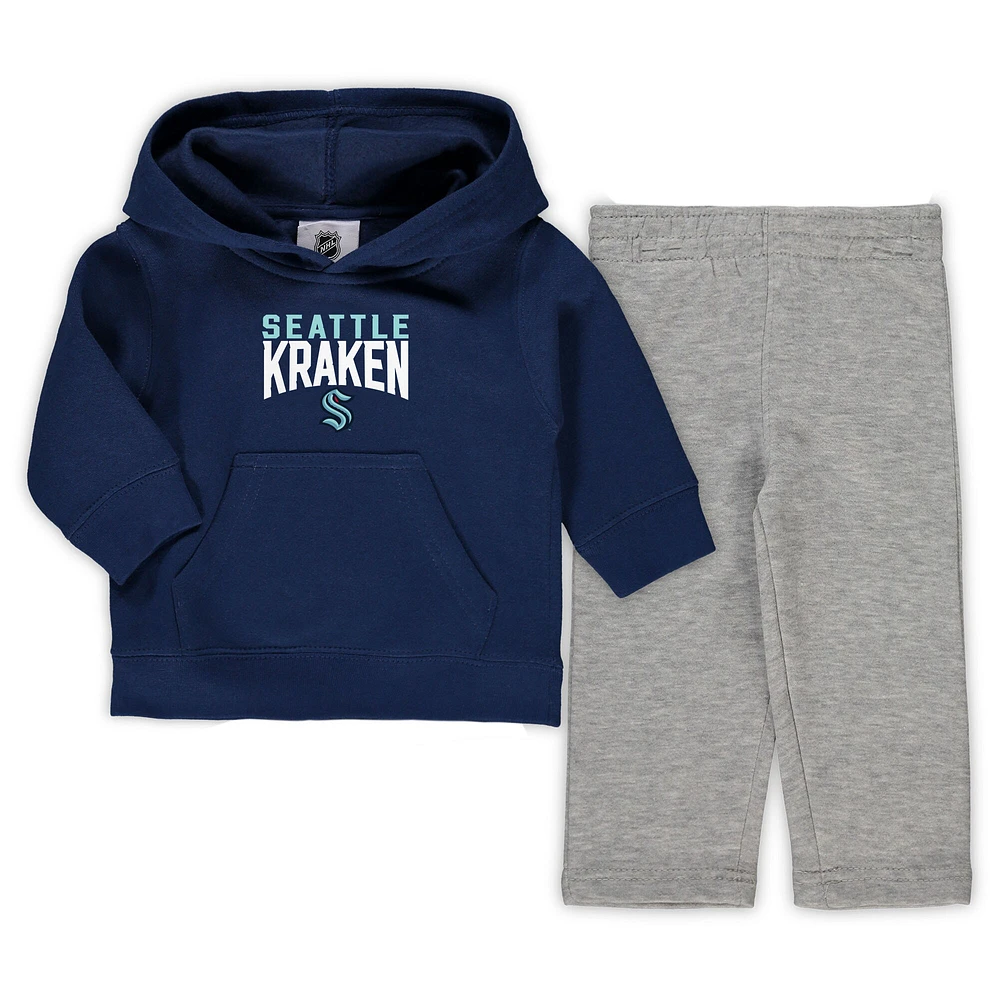 Toddler Deep Sea Blue/Heathered Gray Seattle Kraken Fan Flare Pullover Hoodie & Pants Set