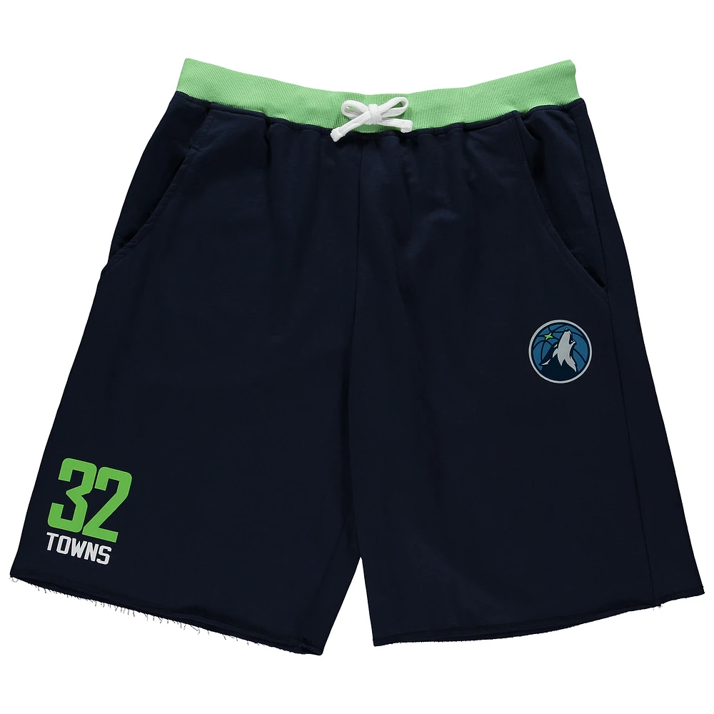 Men's Karl-Anthony Towns Navy Minnesota Timberwolves Big & Tall French Terry Name Number Shorts