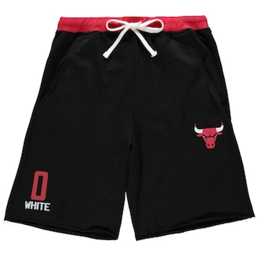 Men's Coby White Black Chicago Bulls Big & Tall French Terry Name & Number Shorts