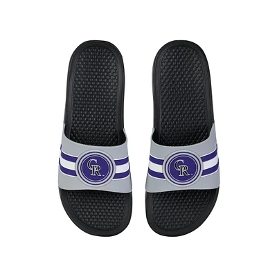 FOCO Colorado Rockies Stripe Raised Slide Sandals