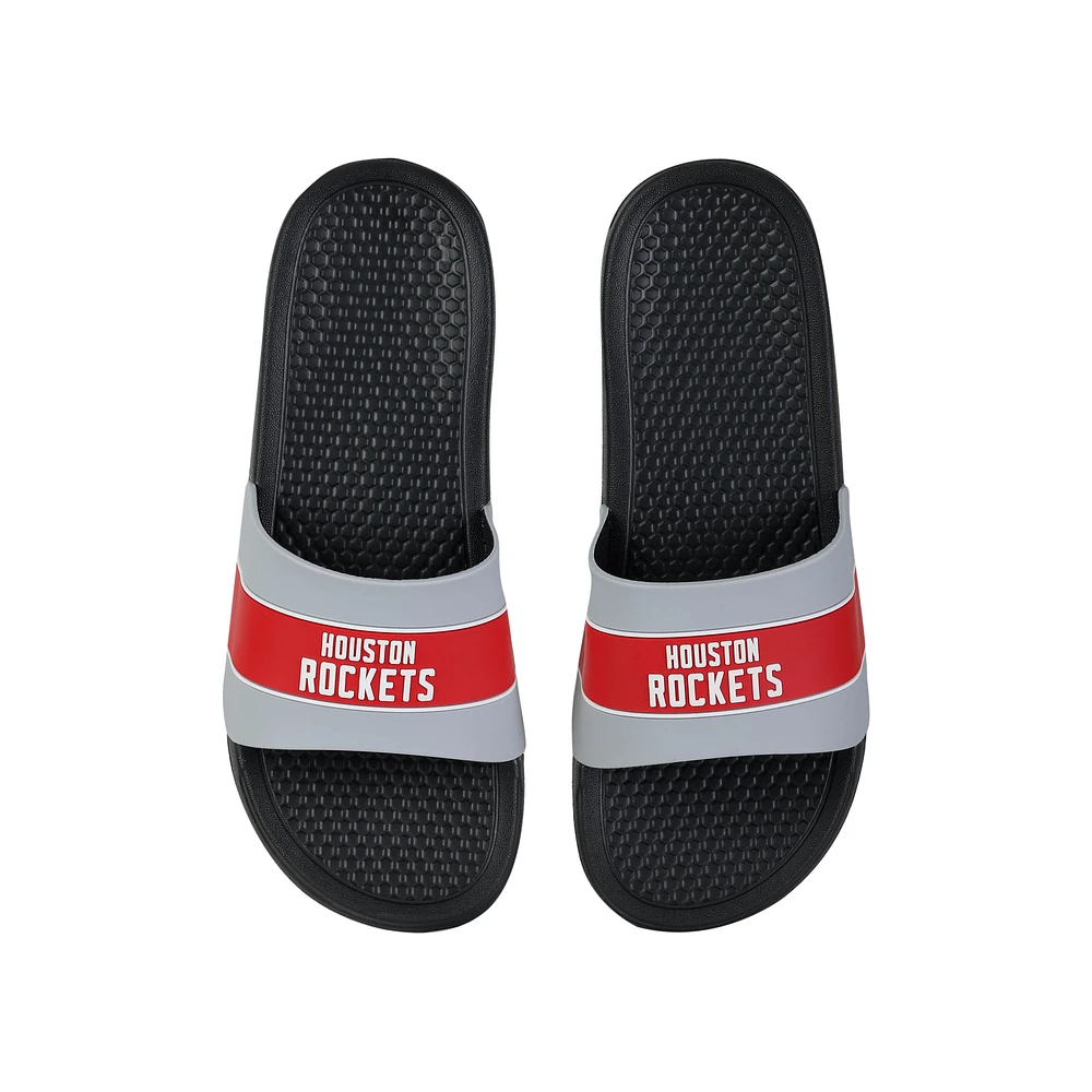 FOCO Houston Rockets Stripe Raised Slide Sandals