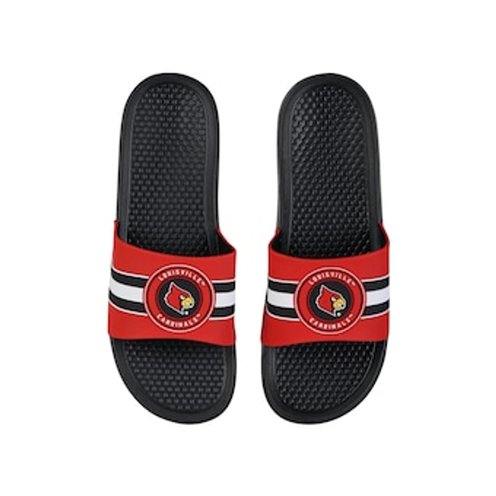 FOCO Louisville Cardinals Stripe Raised Slide Sandals