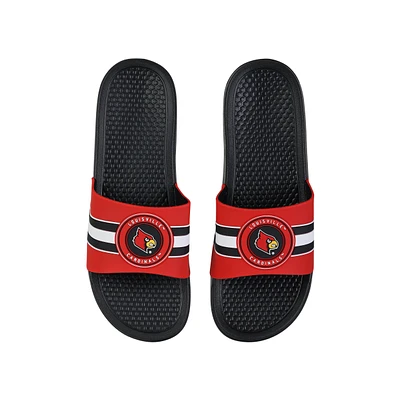 FOCO Louisville Cardinals Stripe Raised Slide Sandals