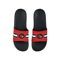 FOCO Louisville Cardinals Stripe Raised Slide Sandals