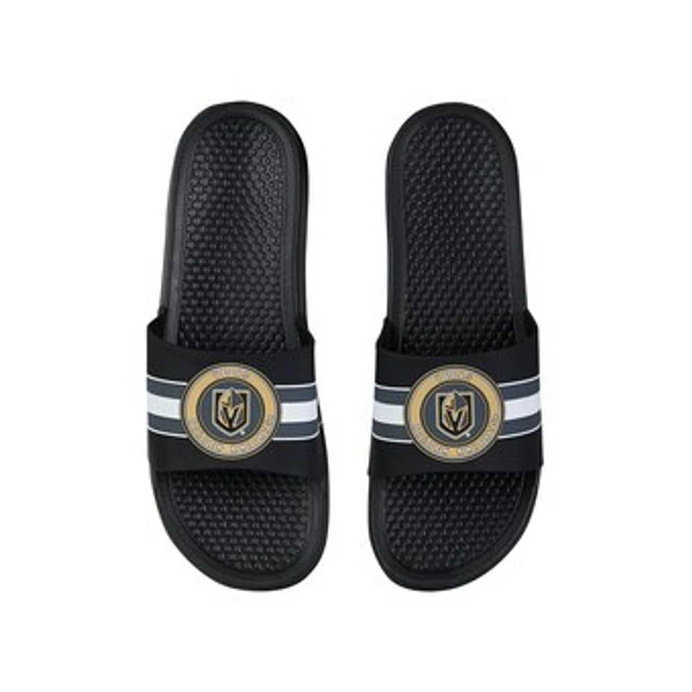 FOCO Vegas Golden Knights Stripe Raised Slide Sandals