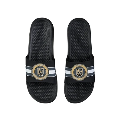 FOCO Vegas Golden Knights Stripe Raised Slide Sandals