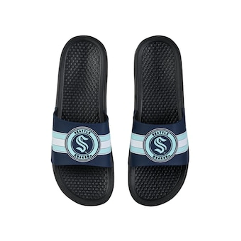 FOCO Seattle Kraken Stripe Raised Slide Sandals