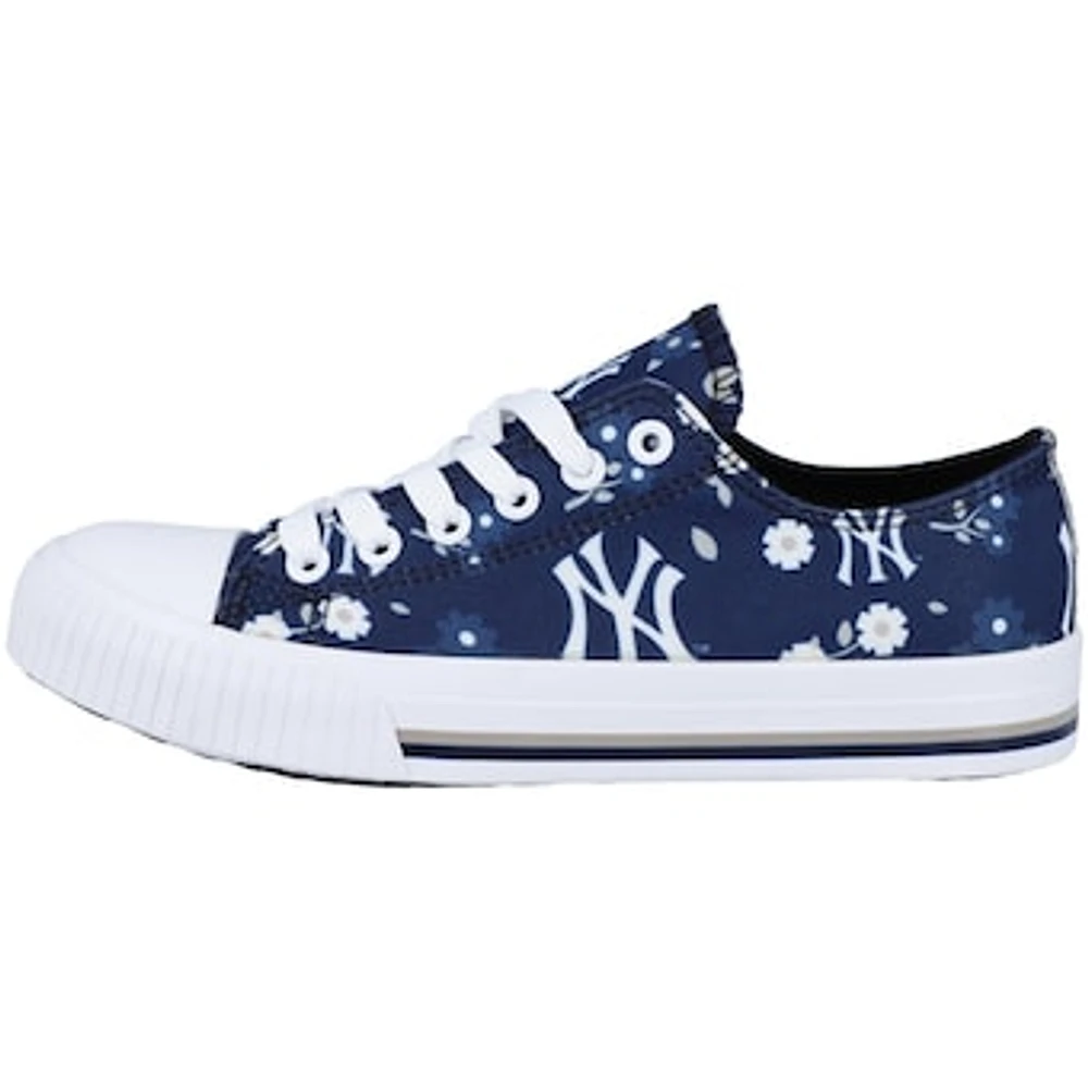 Women's FOCO Navy New York Yankees Flower Canvas Allover Shoes