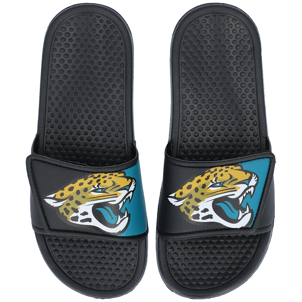 Youth FOCO Jacksonville Jaguars Colorblock Big Logo Legacy Slide Sandals