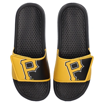 Youth FOCO Pittsburgh Pirates Colorblock Big Logo Legacy Slide Sandals