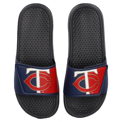 Youth FOCO Minnesota Twins Colorblock Big Logo Legacy Slide Sandals