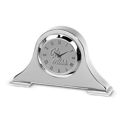Silver Ole Miss Rebels Napoleon Desk Clock