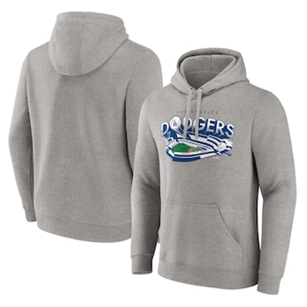 Men's Fanatics Gray Los Angeles Dodgers Hometown Collection Heater Fitted Pullover Hoodie