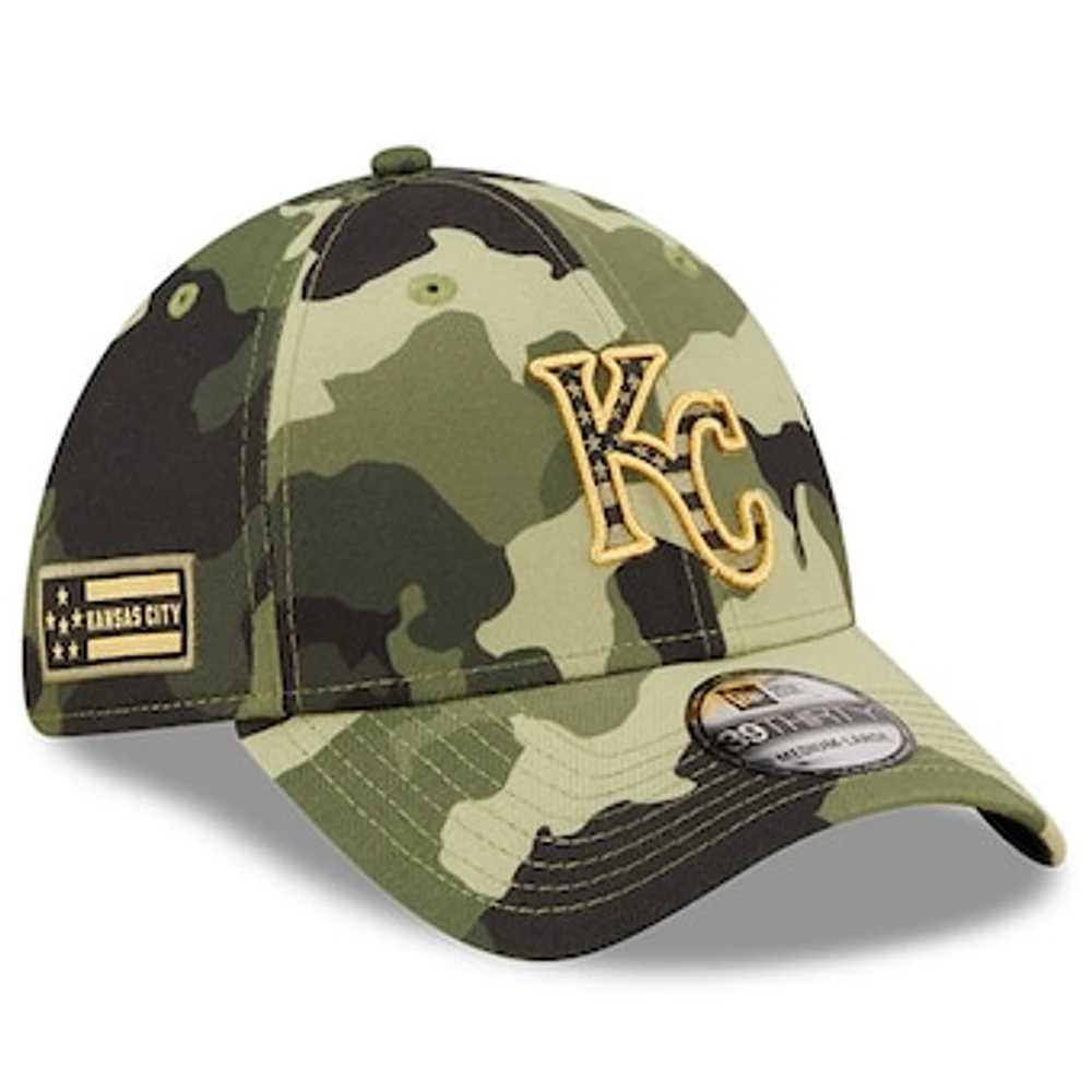 Men's New Era Camo Kansas City Royals 2022 Armed Forces Day 39THIRTY Flex Hat