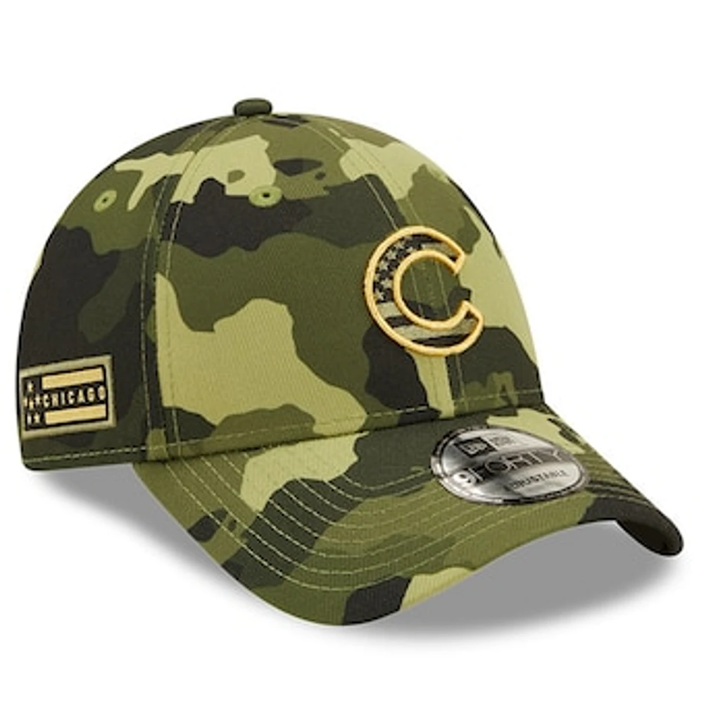 Men's New Era Camo Chicago Cubs 2022 Armed Forces Day 9FORTY Snapback Adjustable Hat