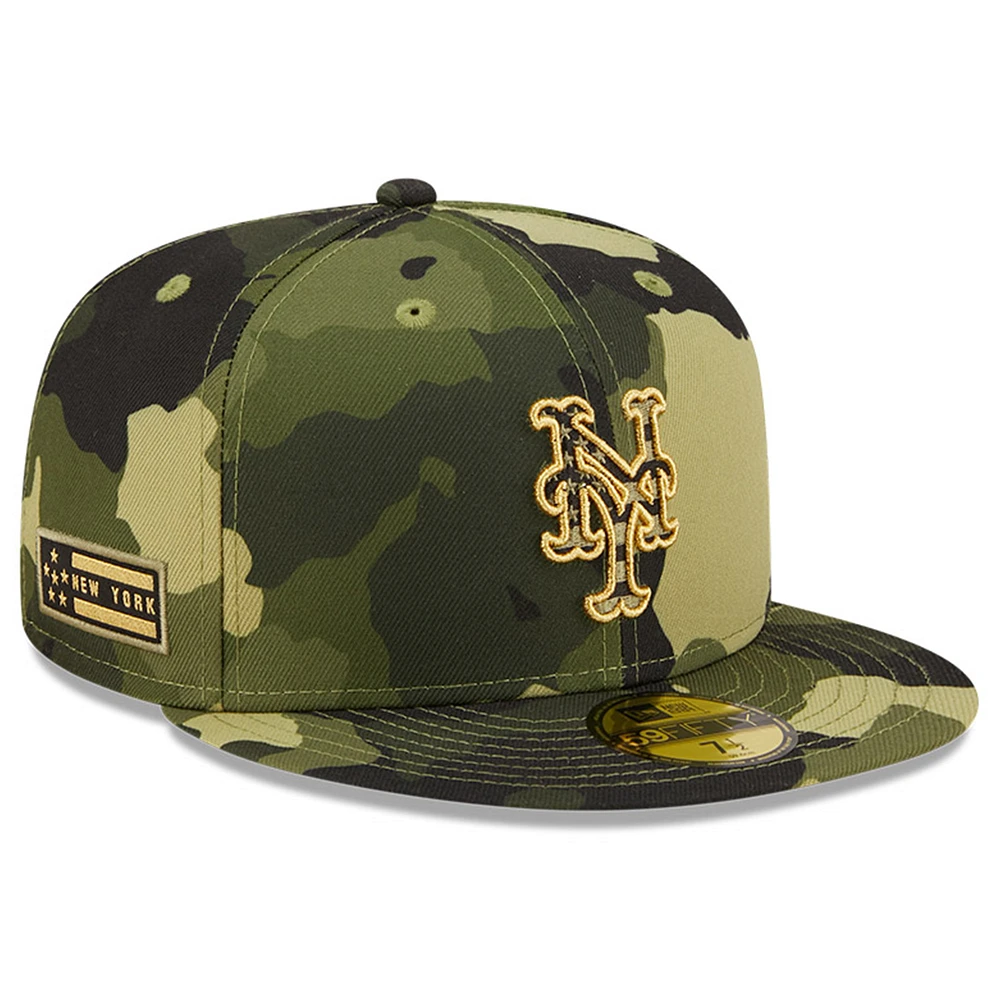 Men's New Era Camo New York Mets 2022 Armed Forces Day On-Field 59FIFTY Fitted Hat