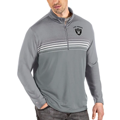 Men's Antigua Steel/Gray Las Vegas Raiders Pace Quarter-Zip Pullover Jacket