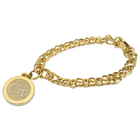Gold Georgia Tech Yellow Jackets Charm Bracelet