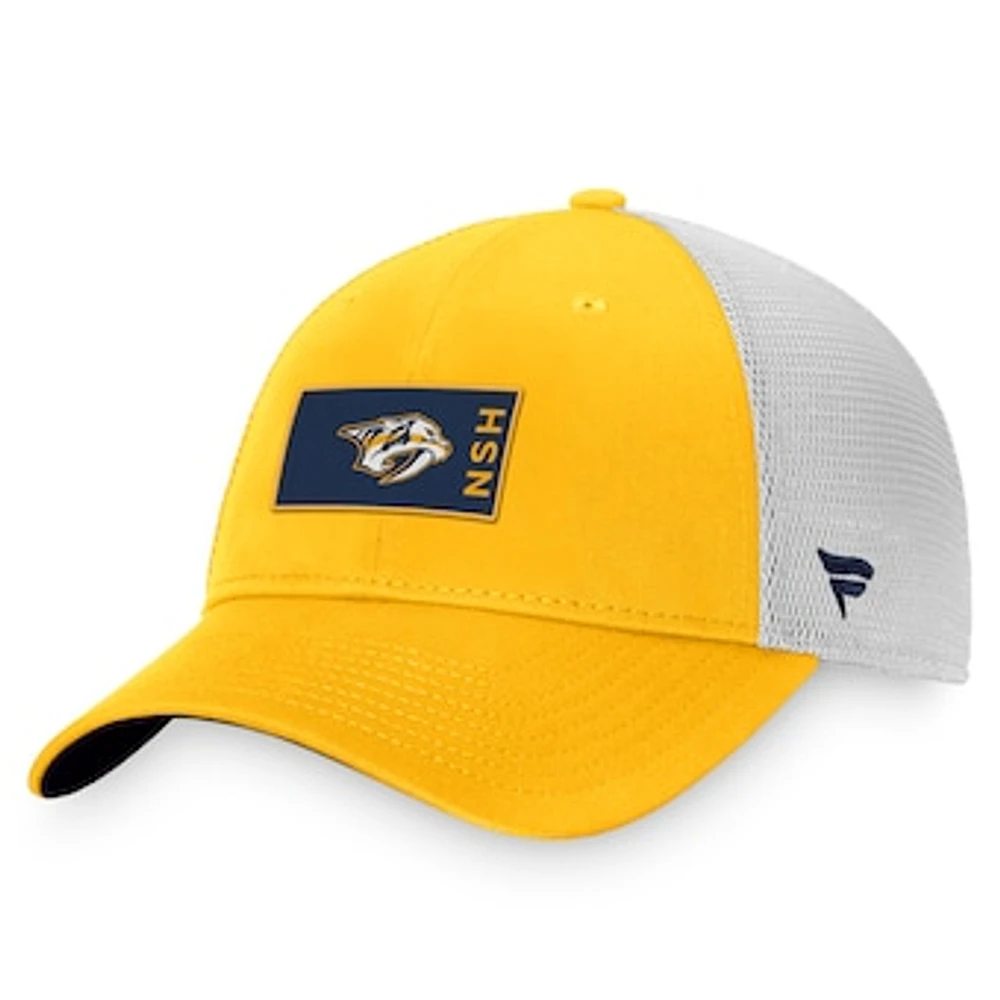 Men's Fanatics Gold/White Nashville Predators Authentic Pro Rink Trucker Snapback Hat