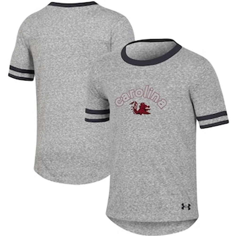 Girls Youth Under Armour Heathered Gray South Carolina Gamecocks Siro Slub Novelty T-Shirt