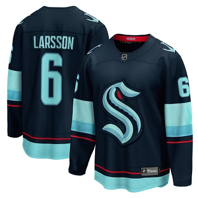 Men's Fanatics Adam Larsson Deep Sea Blue Seattle Kraken Home Breakaway Player Jersey