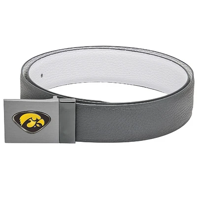 Gray Iowa Hawkeyes Reversible Leather Belt