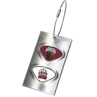 Silver Montana Grizzlies 3.5'' x 2'' Bag Tag