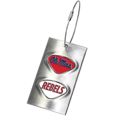 Silver Ole Miss Rebels 3.5'' x 2'' Bag Tag