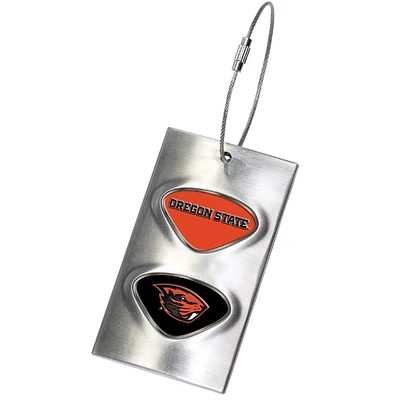 Silver Oregon State Beavers 3.5'' x 2'' Bag Tag