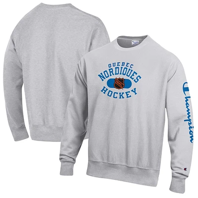 Men's Champion Heathered Gray Quebec Nordiques Reverse Weave Pullover Sweatshirt