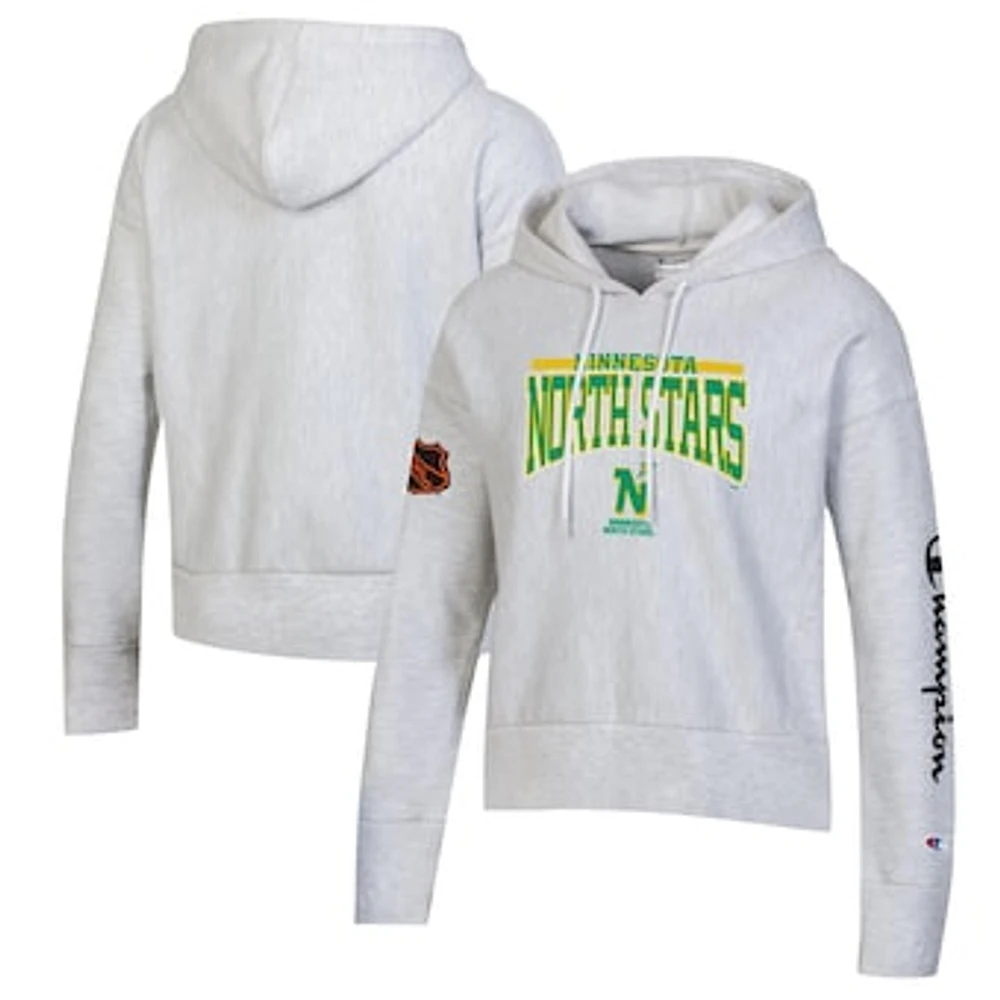 Women's Champion Heathered Gray Minnesota North Stars Reverse Weave Pullover Hoodie