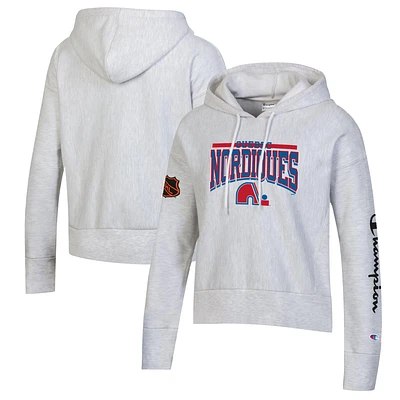 Women's Champion Heathered Gray Quebec Nordiques Reverse Weave Pullover Hoodie