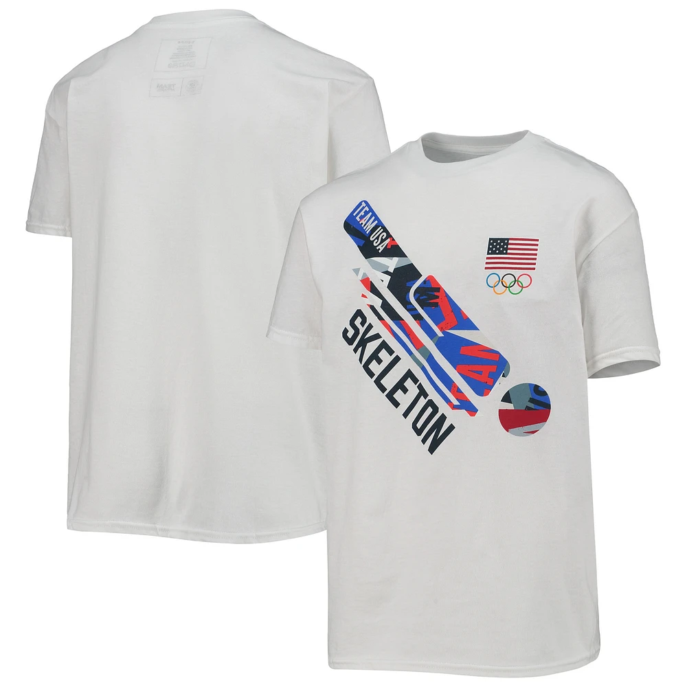 Youth White Team USA Skeleton Scattered Swatch T-Shirt