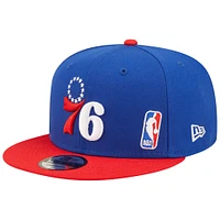 Men's New Era Royal/Red Philadelphia 76ers Back Letter Arch 9FIFTY Snapback Hat