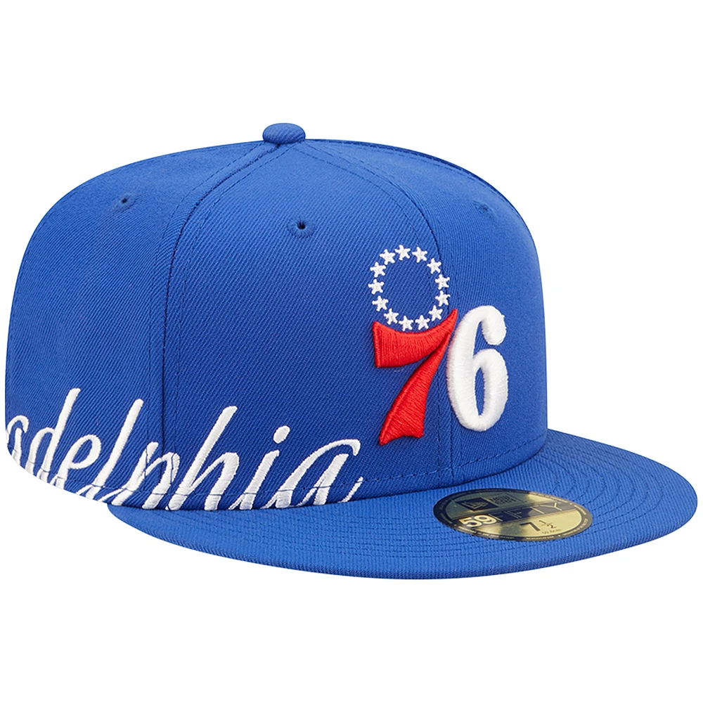 Men's New Era Royal Philadelphia 76ers Side Split 59FIFTY Fitted Hat