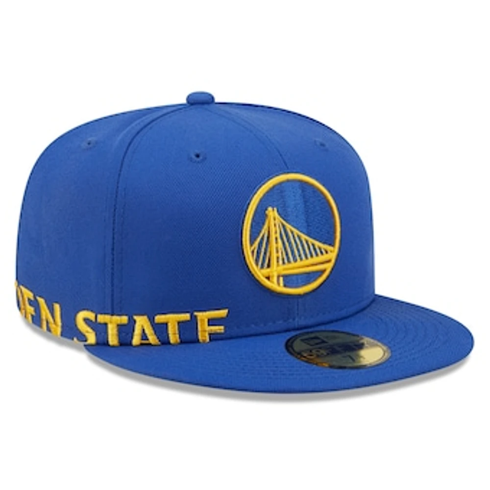 Men's New Era Blue Golden State Warriors Side Split 59FIFTY - Fitted Hat