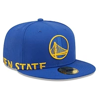 Men's New Era Blue Golden State Warriors Side Split 59FIFTY - Fitted Hat