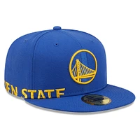 Men's New Era Blue Golden State Warriors Side Split 59FIFTY - Fitted Hat