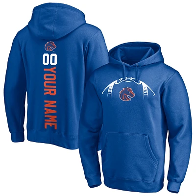 Men's Royal Boise State Broncos Playmaker Football Personalized Name & Number Pullover Hoodie