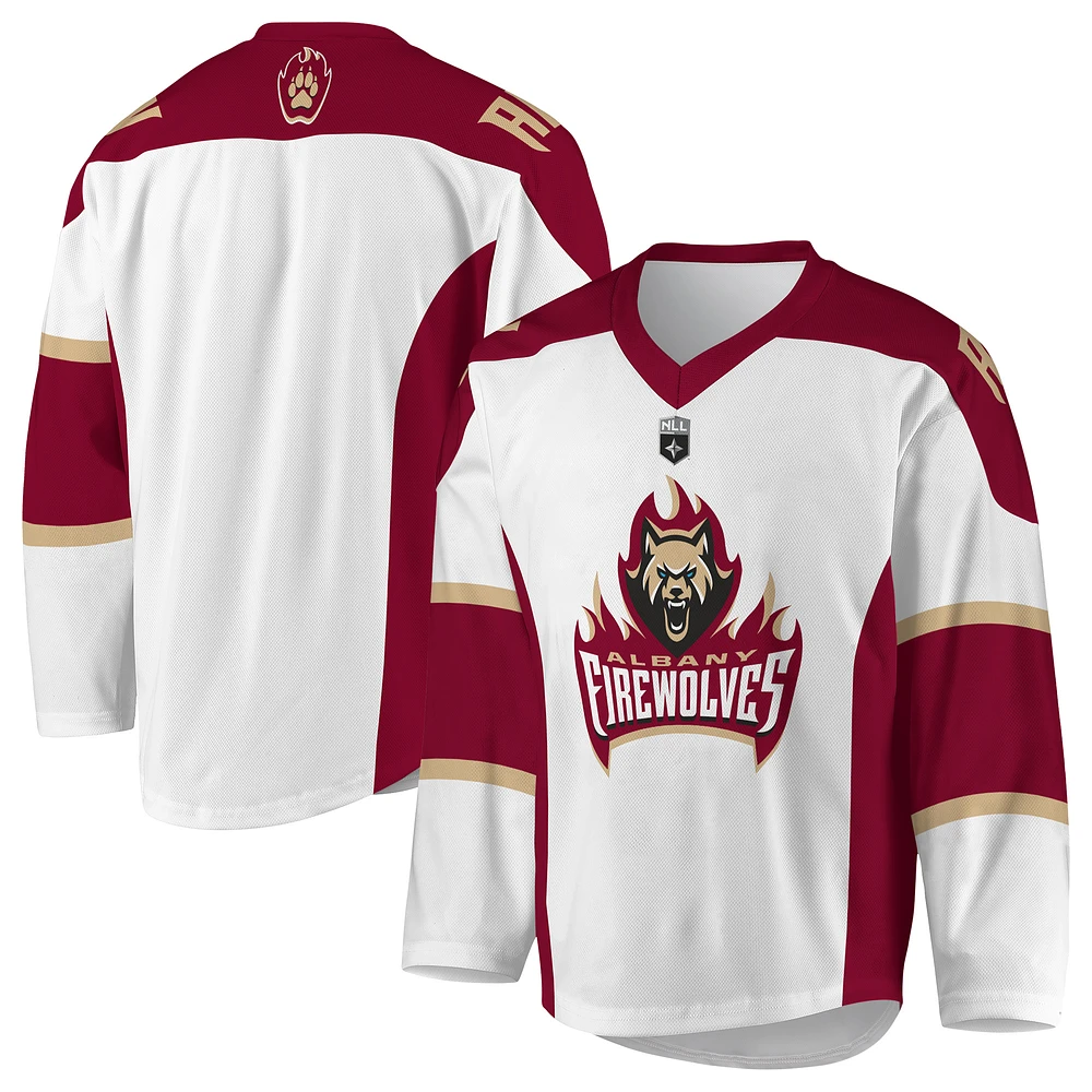 Youth White Albany FireWolves Sublimated Replica Jersey