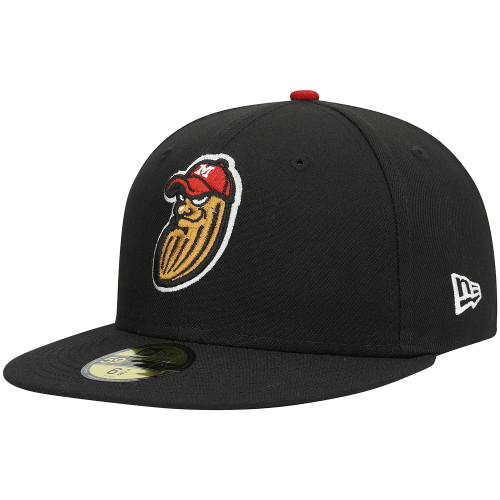 Men's New Era Black Modesto Nuts Authentic Collection Team Home 59FIFTY Fitted Hat