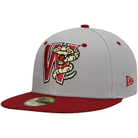 Men's New Era Gray Wisconsin Timber Rattlers Authentic Collection Road 59FIFTY Fitted Hat