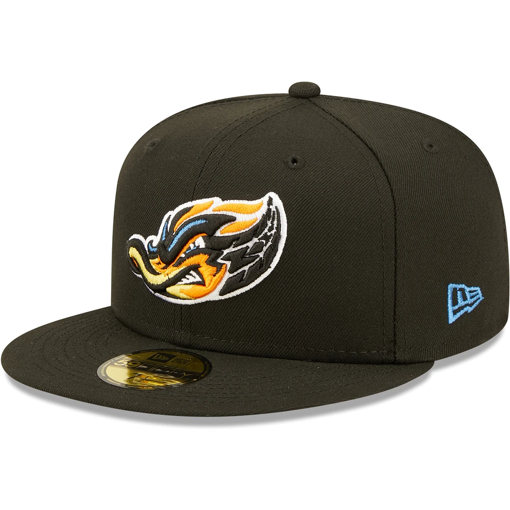 Men's New Era Black Akron RubberDucks Authentic Collection Team Home 59FIFTY Fitted Hat