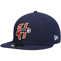 Men's New Era Navy Harrisburg Senators Authentic Collection Road 59FIFTY Fitted Hat