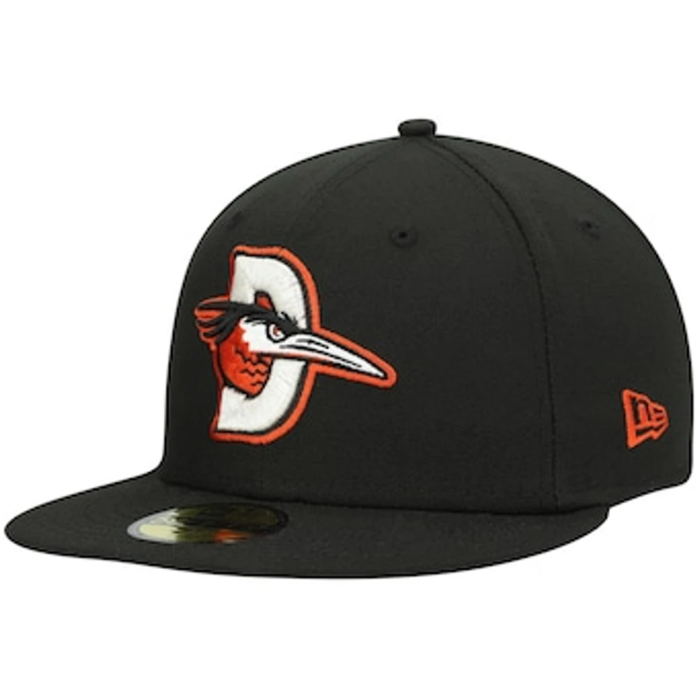 Men's New Era Black Delmarva Shorebirds Authentic Collection Road 59FIFTY Fitted Hat