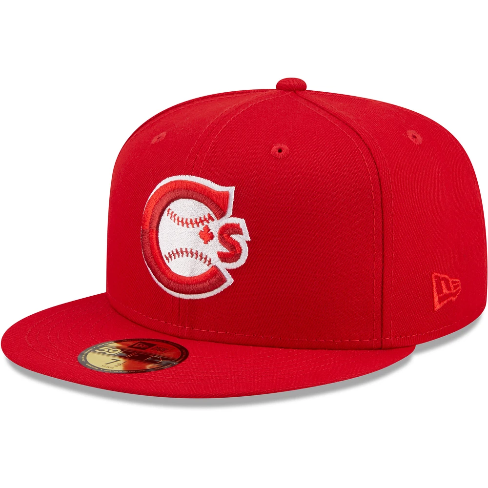 Men's New Era Red Vancouver Canadians Authentic Collection 59FIFTY Fitted Hat