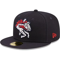 Men's New Era Navy Binghamton Rumble Ponies Authentic Collection 59FIFTY Fitted Hat