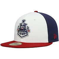 Men's New Era White/Navy Round Rock Express Authentic Collection Team Alternate 59FIFTY Fitted Hat